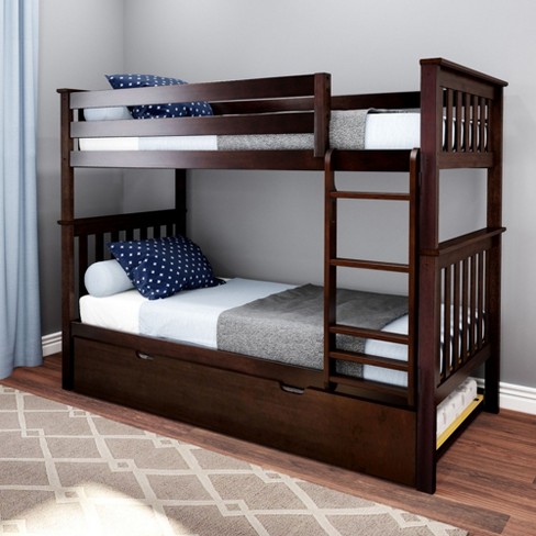 Max & Lily Twin Over Twin Bunk Bed With Trundle, Espresso : Target