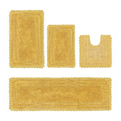 Lilly Crochet Collection 100% Cotton Tufted Reversible 4-Piece Bath Rug Set – Super Absorbent, Machine Washable Bathroom Mats with Crochet Pattern