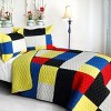Slickblue Full/Queen 3 PC Quilt Set, Vermicelli-Quilted TC Fabric, Plaid Design, 13 Color Options, 90.5"x90.5" - 4 of 4