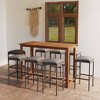 vidaXL Patio Bar Set Bar Table and Stools Patio Furniture Set with Cushions - Gray 8-Piece - 2 of 4