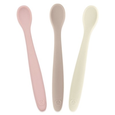 WeeSprout Silicone Baby Spoons, First Stage Infant Feeding Utensils With Soft-Tip, Set of 3