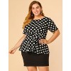 Agnes Orinda Women's Plus Size Crew Neck Twisted Knot Front Short Sleeves Summer Peplum Blouses - 3 of 4