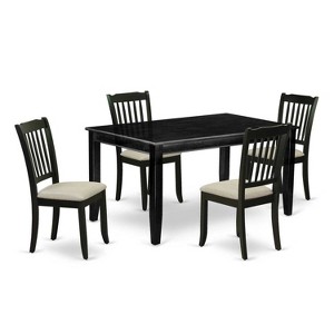 HomeStock 5-Pc Black Finish Solid Wood Top - Rectangular Dining Room Set - Seats 4 - 1 of 4