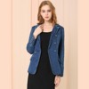 Allegra K Women's Regular Fit Casual Lapel Long Sleeve Denim Pockets Blazer - 2 of 4