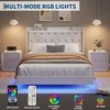 Floating Bed Frame, Queen Bed Frame, Velvet Upholstered Platform Bed with Storage Headboard, RGB LED Light, Wood Slats, Noise Free, Easy Assembly - 3 of 4
