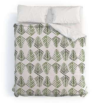 Deny Designs Angela Minca Pine Trees Duvet Cover Set Green