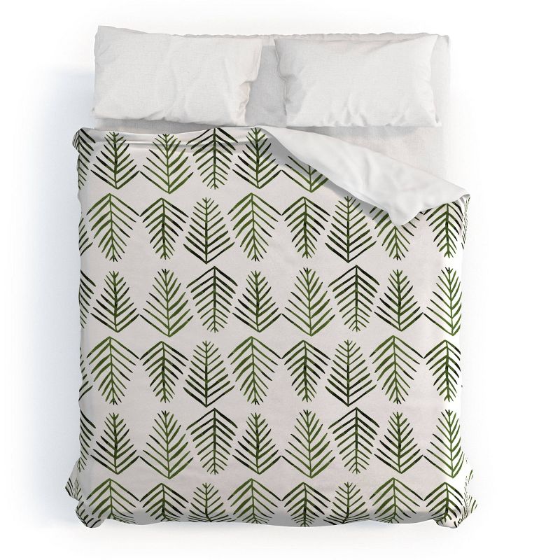Deny Designs Angela Minca Pine Trees Duvet Cover Set Green, 1 of 4