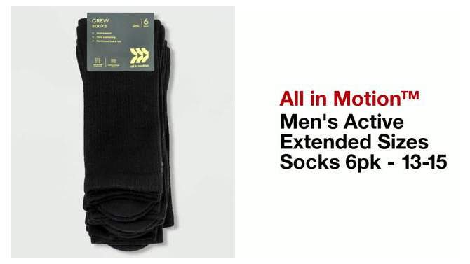 Men's Active Crew Socks 6pk - All in Motion™, 2 of 7, play video