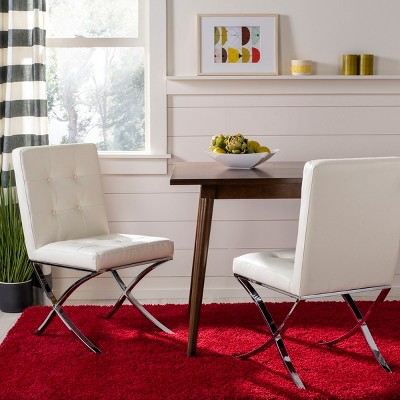 Walsh White Tufted Faux Leather Side Chair with Chrome Legs