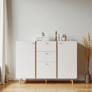 Mshliw 47.24" Sideboard Buffet Cabinet with 3 Drawers & 2 Doors, Adjustable Shelves Storage Cabinet for Dining Room Living Room Hallway Kitchen - 1 of 4