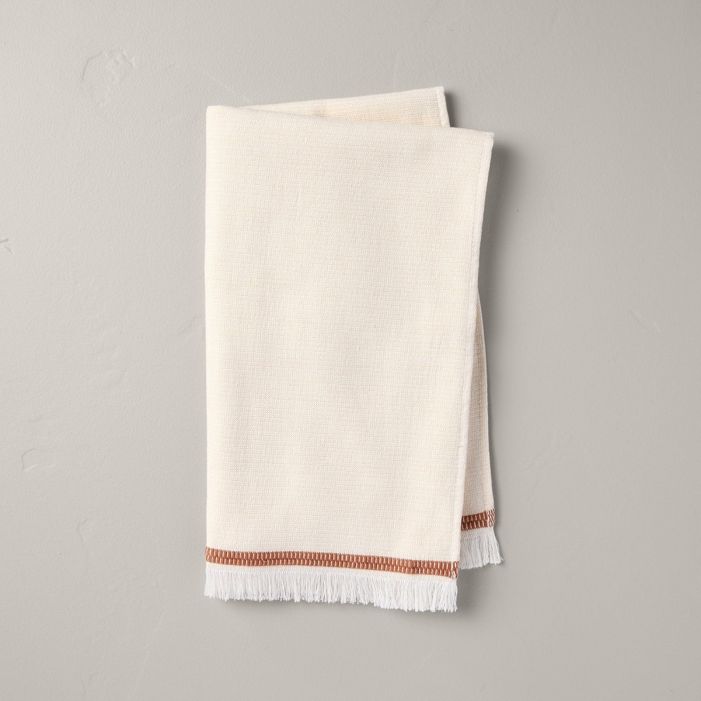 Photos - Towel Twin Stripe Cotton Hand  Beige/Orange - Hearth & Hand™ with Magnolia