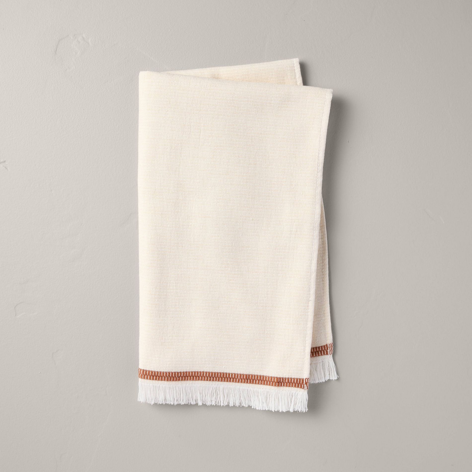 Twin Stripe Cotton Hand Towel Beige/Rust - Hearth & Hand™ with Magnolia: Lightweight, Farmhouse, OEKO-TEX Certified