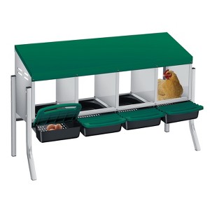 Chicken Nesting Boxes, 4 Compartment Metal Roll Away Nest Box for Chicken and Poultry to Collect Eggs, Chicken Laying Box for Chicken Coop - 1 of 4