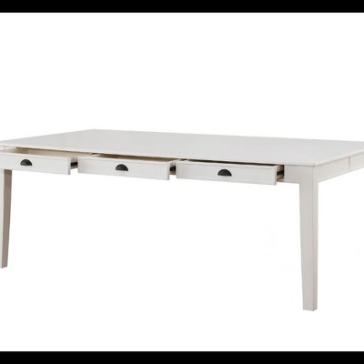 Antique White Transitional Rectangular Dining Table with Storage