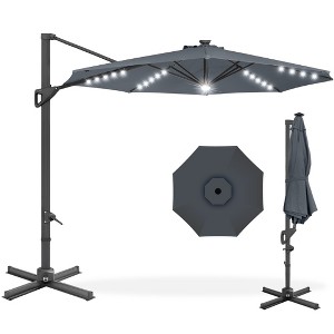 Best Choice Products 10ft 360-Degree Solar LED Lit Cantilever Patio Umbrella, Outdoor Hanging Shade - 1 of 4