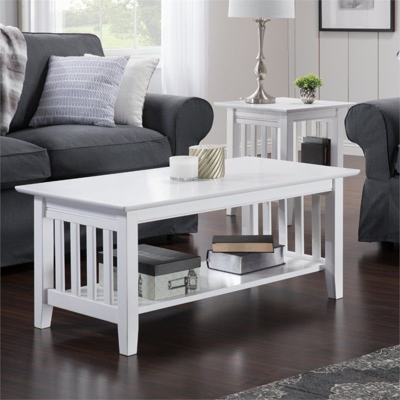 AFI Mission Solid Wood Traditional Coffee Table in White, 2 of 6