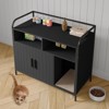 Litter Box Enclosure Cat Hidden Litter Box Cabinet Furniture with Storage, Double Doors Side Entrance Scratching Mat Air Vents - 2 of 4