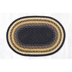 Earth Rugs Light Blue, Dark Blue & Mustard Oval Braided Rug – Handcrafted Quality - 1 of 1