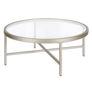 Round Metal Base Coffee Table in Nickel and Gray - Henn&Hart - 1 of 4