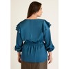 June + Vie by Roaman's Women's Plus Size Satin Peplum Top - 3 of 4