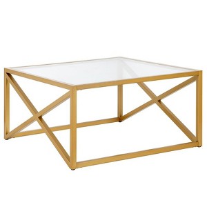 Square Brass Finish Coffee Table - Henn&Hart - 1 of 4