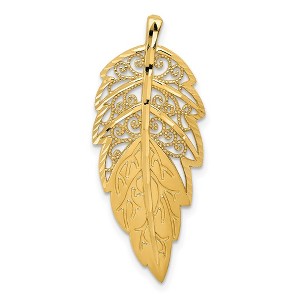 Black Bow Jewelry 14k Yellow Gold Filigree and Diamond Cut Leaf Pendant - 1 of 4