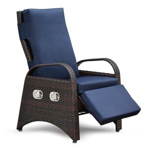 PE Wicker Patio Recliner Chair,Patio Chair With Separate Adjustment Mechanism And Removable Soft Cushion,Outdoor Patio Chairs -Maison Boucle - 1 of 4
