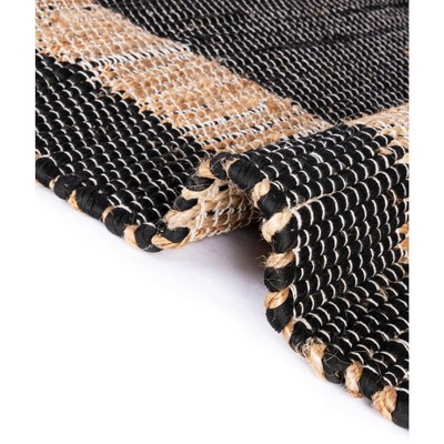 Handmade Black Geometric Braided Jute Area Rug 5' x 8'