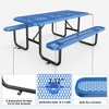 COWLOWN Blue 72" Expanded Metal Rectangular Picnic Table with Convenient Umbrella Hole for Outdoor Gatherings - 3 of 4