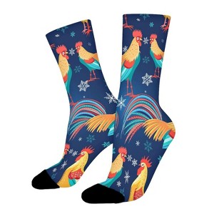 Colorful Roosters Chicken Women Printed Crew Socks Funny Funky Socks Soft Polyester Novelty Gifts for Artists Men - 1 of 1
