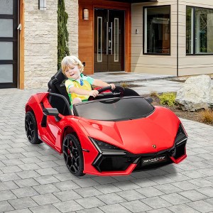 12V Kids Ride On Car with Remote Control, Battery Powered Sports Car Toy with Dual 25W Motors, Spring Suspension, Headlight, Music for Toddler 3+ - 1 of 4