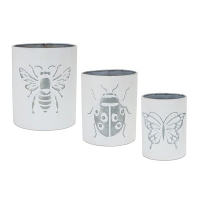 Melrose Brushed Metal Insect Planter (Set of 3)