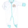 Pavilion Gift Company - Blessed Baby - 0-6 Months Teal Trimmed Sleeper - One Piece Pajamas - 4 of 4