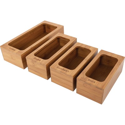 Seville Classics Bamboo Drawer Organizer Storage Bins - Thumbnail 2