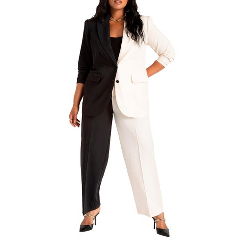 ELOQUII Women's Plus Size Colorblock Pant - 16, White