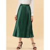 INSPIRE CHIC Women's Party Elastic Waist Metallic Shiny Accordion Pleated Midi Skirt - 2 of 4