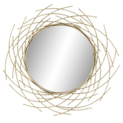 Glam Metal Round Decorative Wall Mirror Gold - CosmoLiving by Cosmopolitan