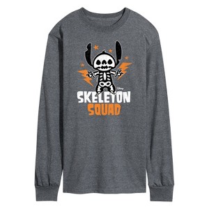Men's - Lilo and Stitch - Halloween Skeleton Squad Long Sleeve Graphic T-Shirt - 1 of 4