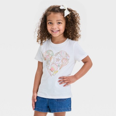 Toddler Girls' Seashell Heart Graphic T-Shirt - Cat & Jack™ Cream