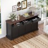 63" MDF Fluted Sideboard Buffet Cabinet with 4 Doors, 3 Drawers and Adjustable Shelves for Kitchen, Living Room, Dining Room - 3 of 4