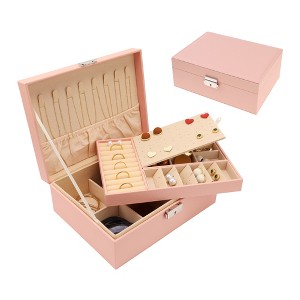 Unique Bargains PU Leather 2 Layer Jewelry Box with Mirror - 1 of 4