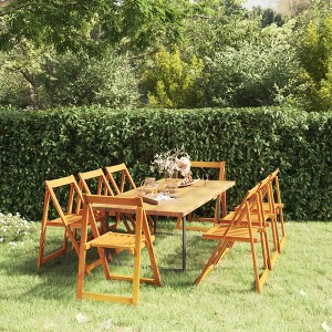vidaXL 8-Piece Set of Foldable Garden Chairs - Solid Acacia Wood Construction - Robust, Compact and Convenient Outdoor Seating Solution - Brown - 1 of 4