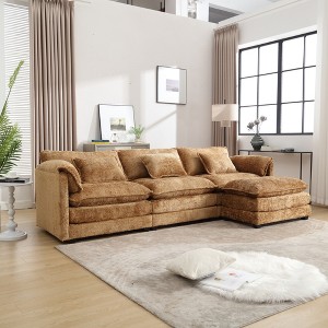 112.2'' Modern L-Shaped Sectional Sofa with Movable Pedals, Detachable Armrests, and Chenille Fabric - 1 of 4
