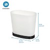 iDESIGN Small Oval Bathroom Trash Can Gina Collection Frost/Matte Black - 2 of 3
