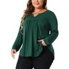 Agnes Orinda Women's Plus Size Long Sleeve V Neck Pleated Fall Casual Tunics Blouses - 2 of 4