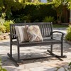 2-Person Acacia Wood Patio Rocking Loveseat with Armrests, Slatted Seat and Backrest, Outdoor Rocker Bench for Porch or Garden - 2 of 4