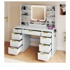 Vanity Makeup Dressing Table Set with LED Mirror and Lights And 9 Drawers 5 Open Shelves Bedroom Makeup Table - 4 of 4