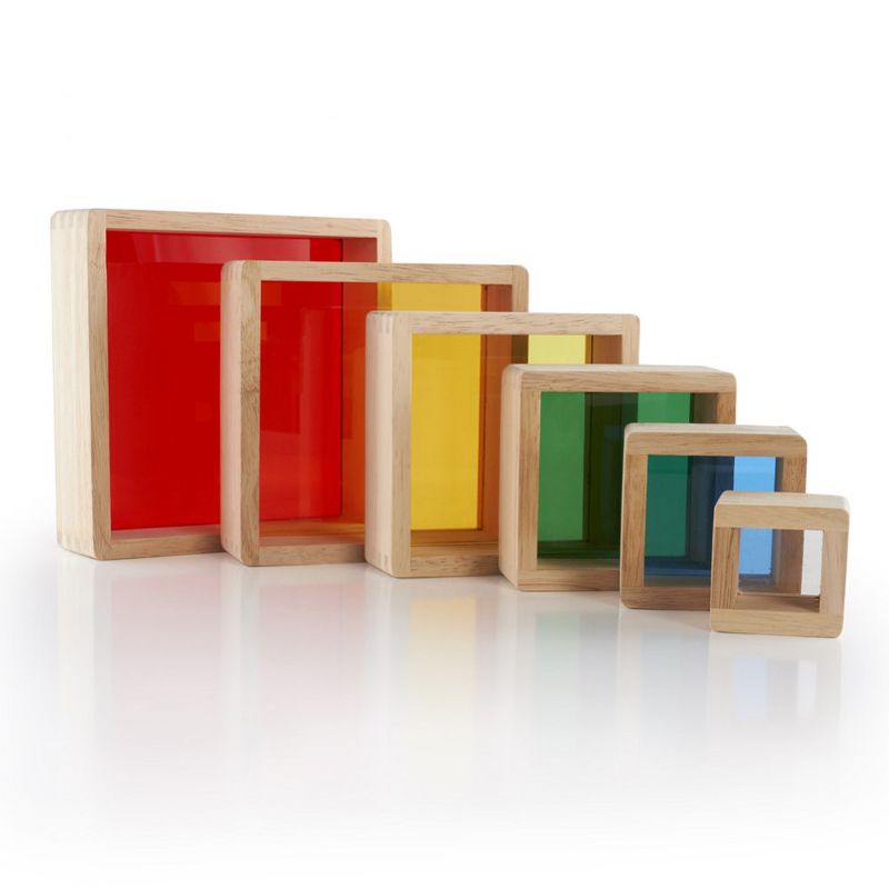 Guidecraft Stacking Transparent Rainbow Pyramid Set - 6 Pieces, 5 of 7
