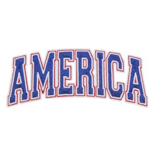 Independence Day Sequin American Flag Iron On Patch Glitter Patriotic USA 4th of July Craft Sewing Embroidery Clothing Patch Decoration - 1 of 4