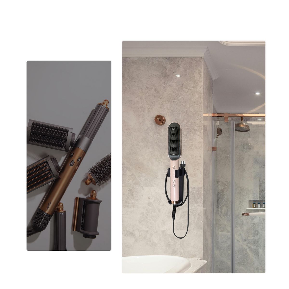 Unique Bargains Wall Mounted Hair Dryer Holder Black 1 Piece - thumbnail 4
